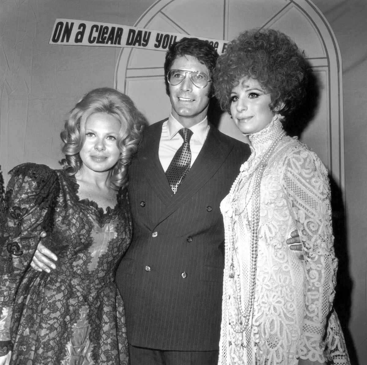 Sue Mengers, left, with Barbra Streisand and hairdresser Fred Glaser at a 1969 party for “On a Clear Day You Can See Forever.”