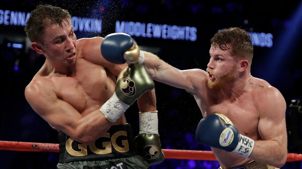 Canelo Alvarez, right, and Gennady Golovkin fought to a draw on Sept. 17, 2017.