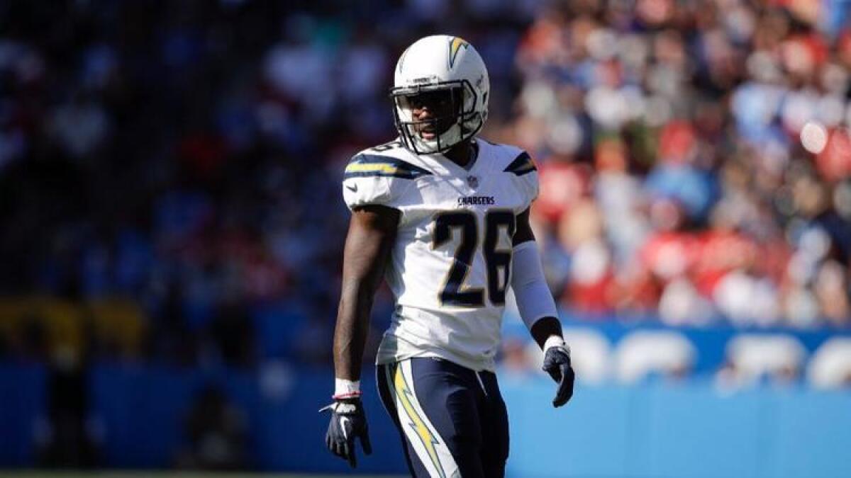 Chargers cornerback Casey Hayward surveys the field during a game against the Chiefs at StubHub Center on Sept. 24.