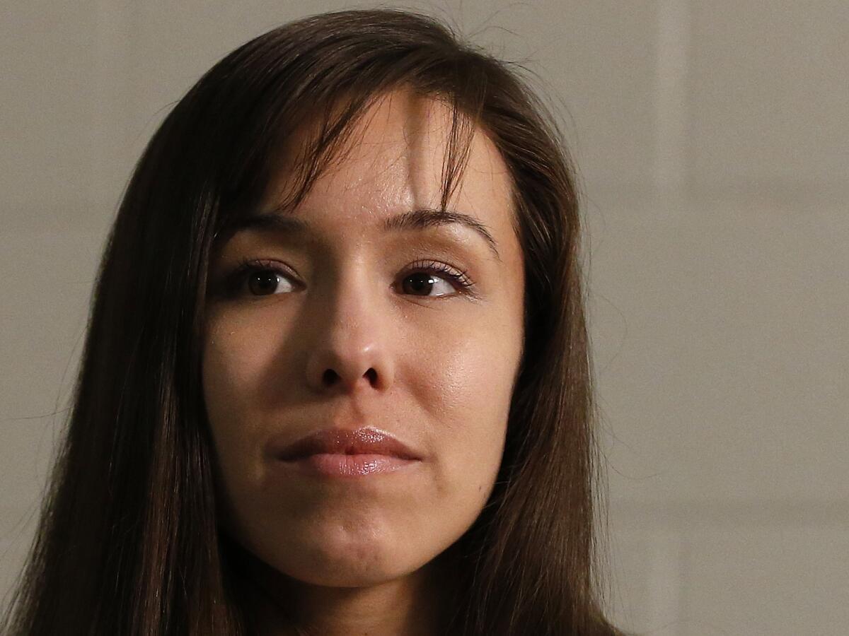 Convicted killer Jodi Arias thinks about a question asked during a TV interview at the Maricopa County Estrella Jail on Tuesday.