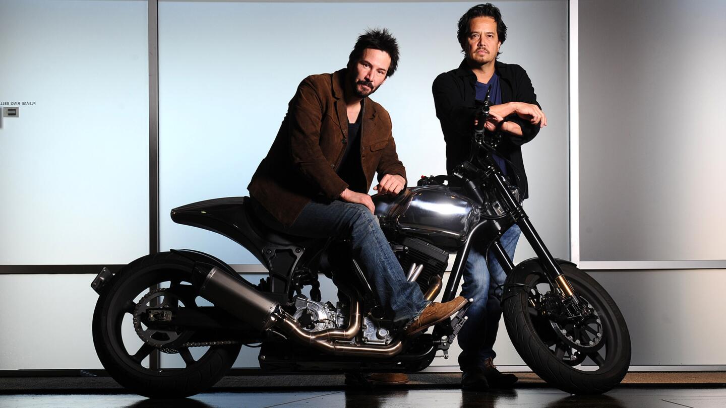Actor Keanu Reeves, left, and Gard Hollinger have teamed to create Arch Motorcycle Co., which makes high-performance -- and very expensive -- motorcycles in Hawthorne.