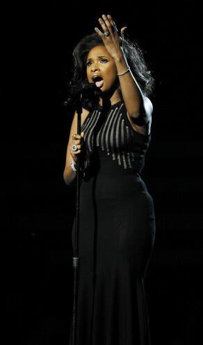 Jennifer Hudson performs a Houston tribute during the 54th Annual Grammy Awards at the Staples Center in Los Angeles on Sunday.