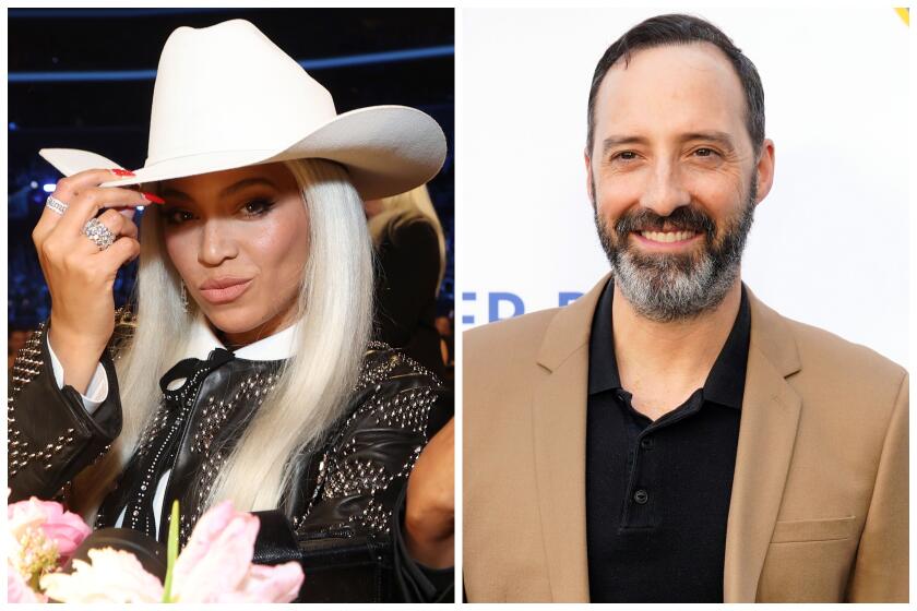 Left, Beyoncé attends the 66th GRAMMY Awards at Crypto.com Arena on February 04, 2024 in Los Angeles, California. Actor Tony Hale poses at the Night of Comedy benefit honoring Julia Louis-Dreyfus, Tuesday, June 7, 2022, at Neuehouse in Los Angeles. (Photo by Kevin Mazur/Getty Images for The Recording Academy, AP Photo/Chris Pizzello)