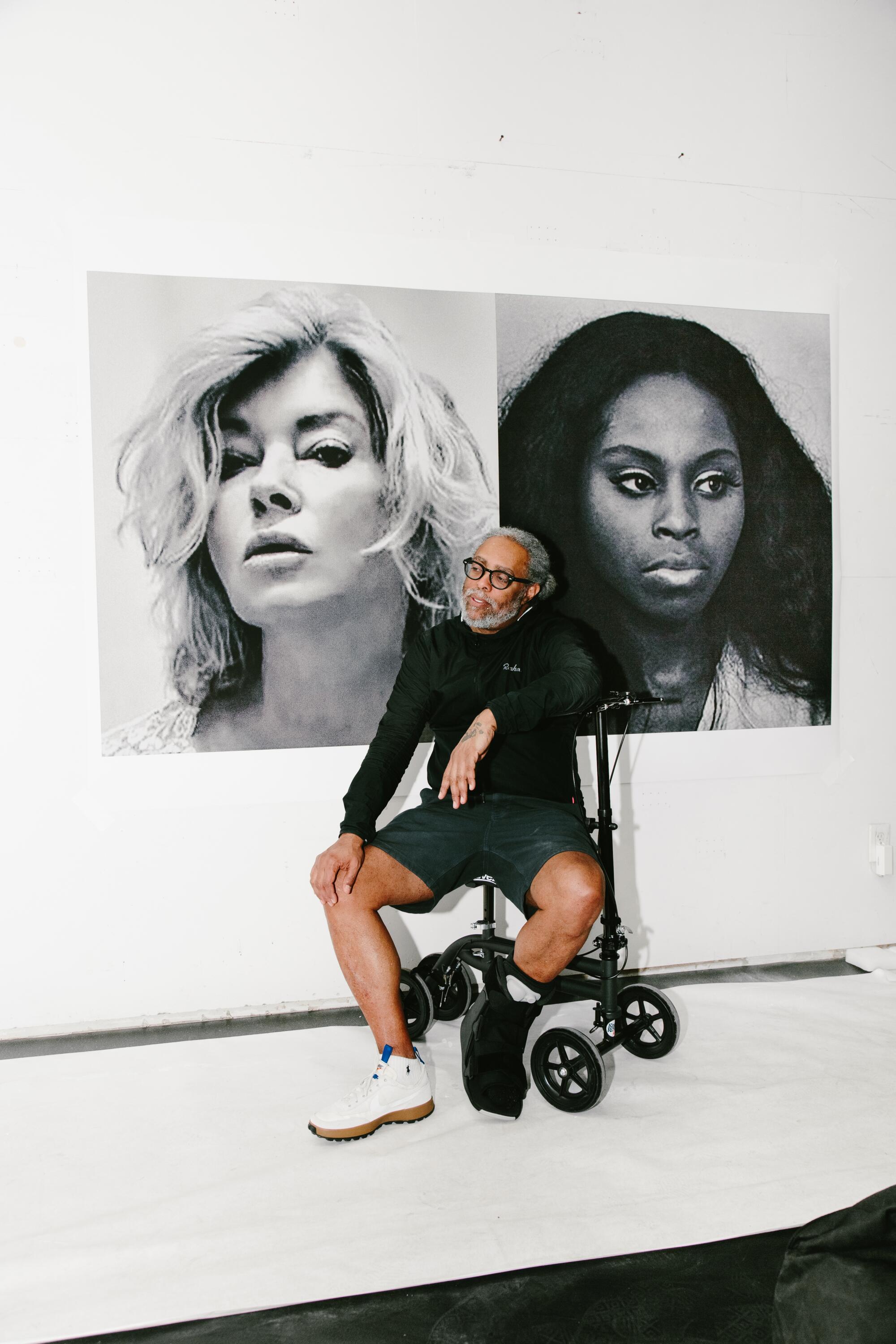 The artist Arthur Jafa in front of his painting "Thirst Trap" (2024).