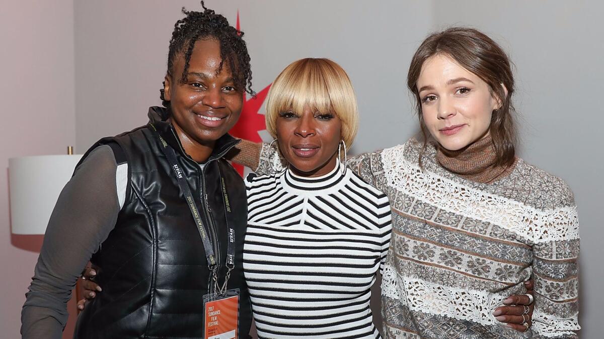 (L-R) Dee Rees, Mary J. Blige and Carey Mulligan at the 'Mudbound' party in the Stella Artois Filmmaker Lounge during the Sundance Film Festival on January 21, 2017 in Park City, Utah.