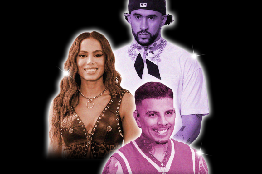 Collage of Bad Bunny, Anitta and Rauw Alejandro