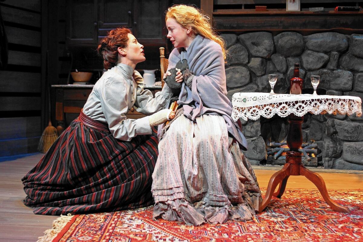 Paige Lindsey White and Lily Holleman in South Coast Repertory's production of "Abundance."