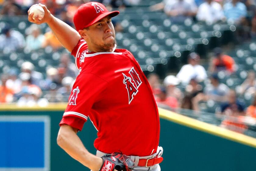 Angels starter Tyler Skaggs gave up two hits in six innings Sunday in Detroit.