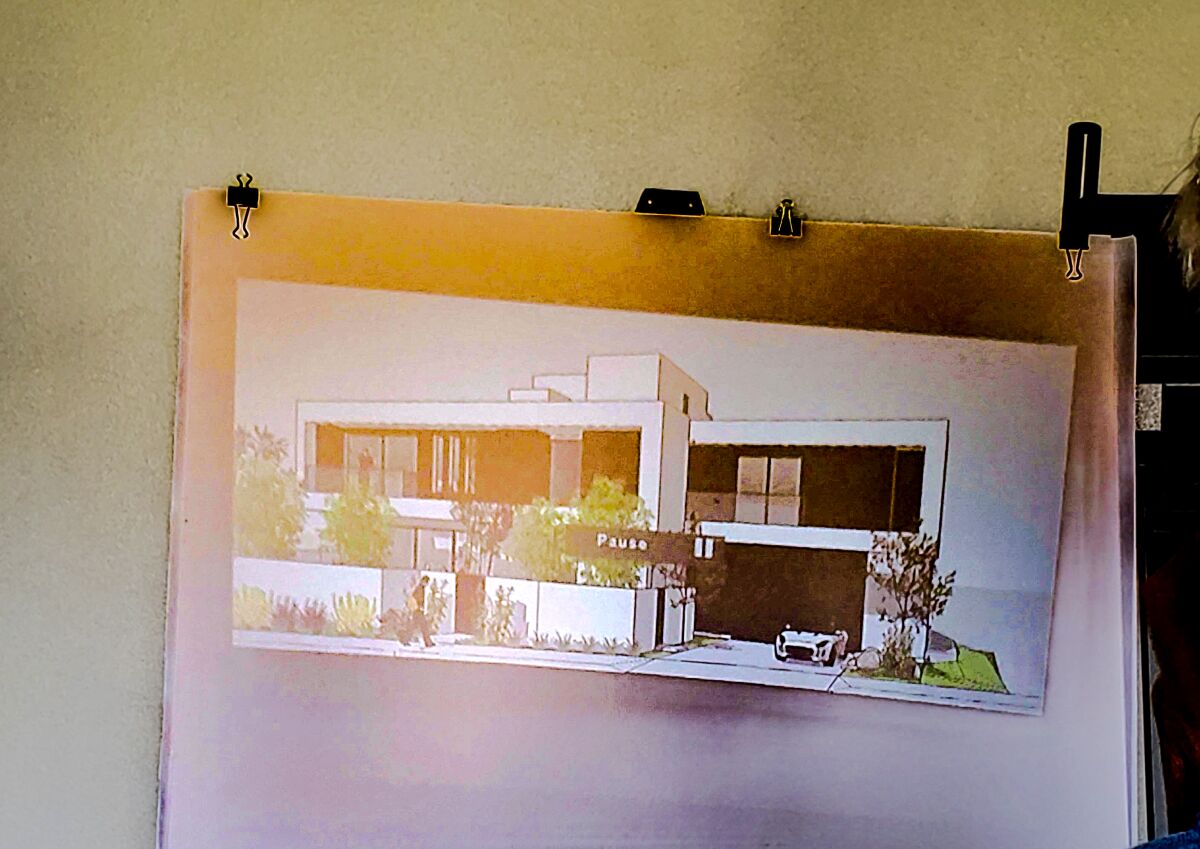 A rendering presented to the DPR Committee depicts a home remodeling and addition proposed for 625 Wrelton Drive.