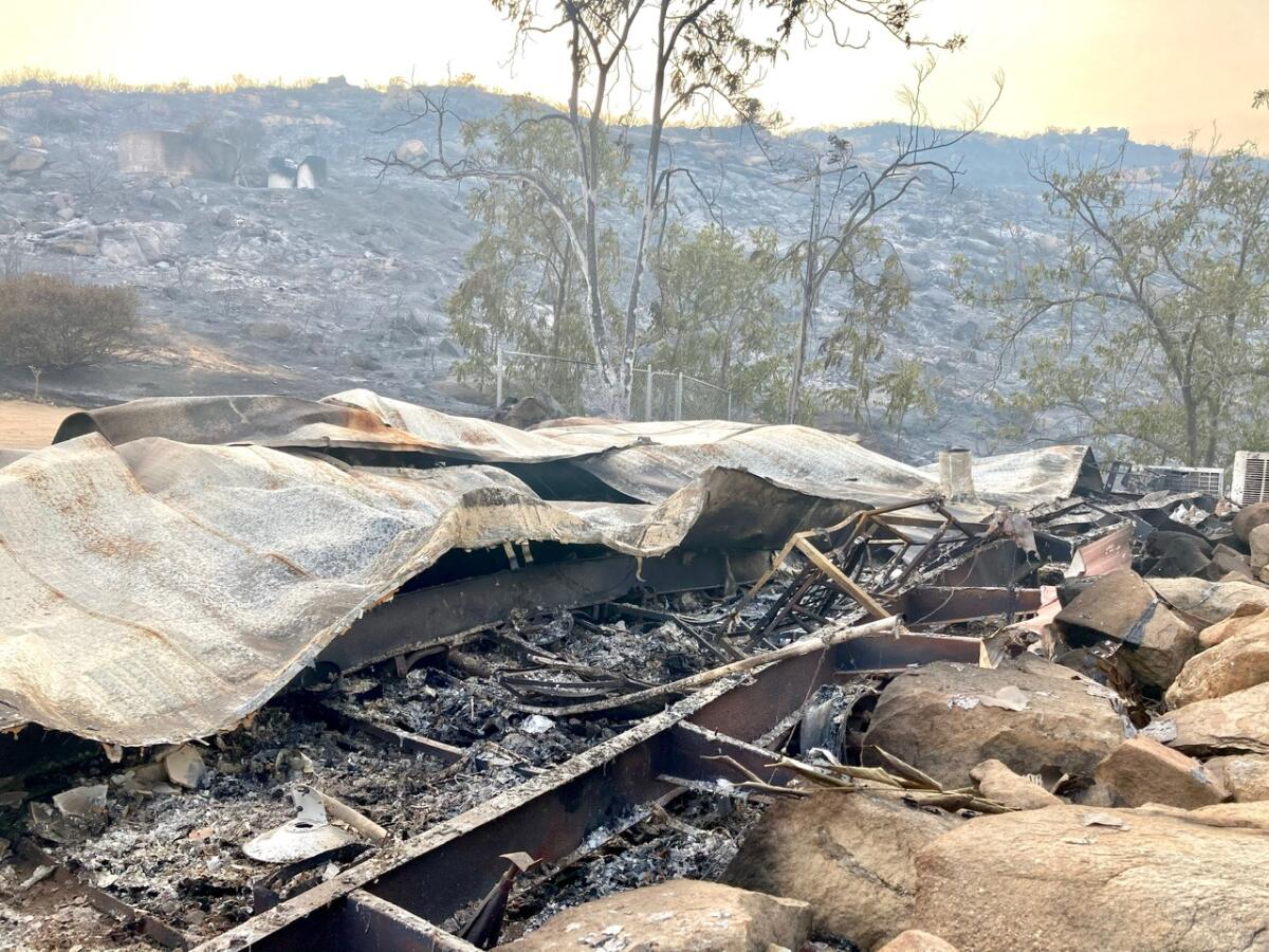 Fire damage at No Boundaries Farm in Jamul.