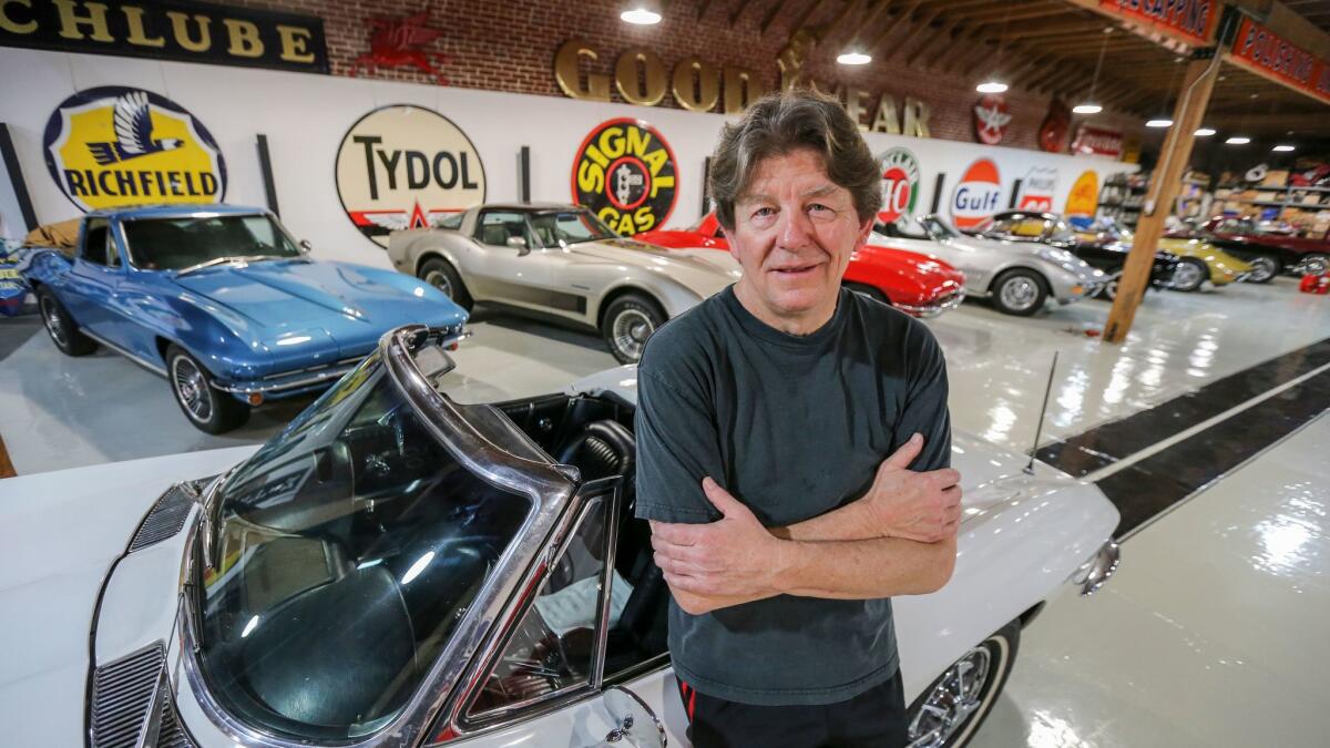 Car collector Joe Young, who has hosted several Car Night events, has a private Pasadena garage filled with vintage Corvettes.