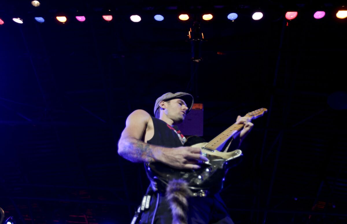Blackout Party's Brian Holwerda plays guitar during the 2013 San Diego Music Awards.