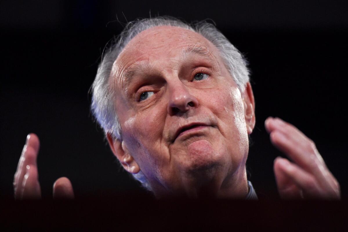 US actor and science advocate Alan Alda speaks at the National Press Club in Canberra, Australia, 1on March 10.