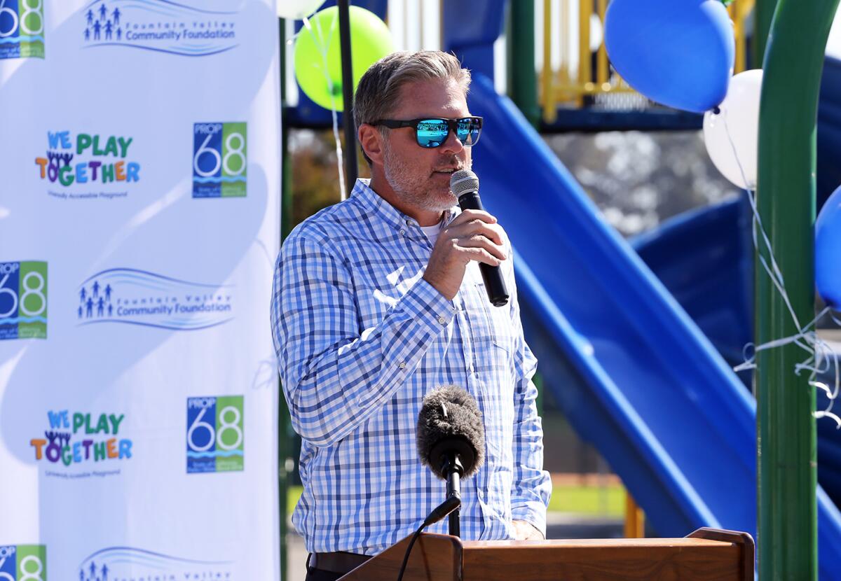 Community Services Director Rob Frizzelle gives remarks during a groundbreaking ceremony.