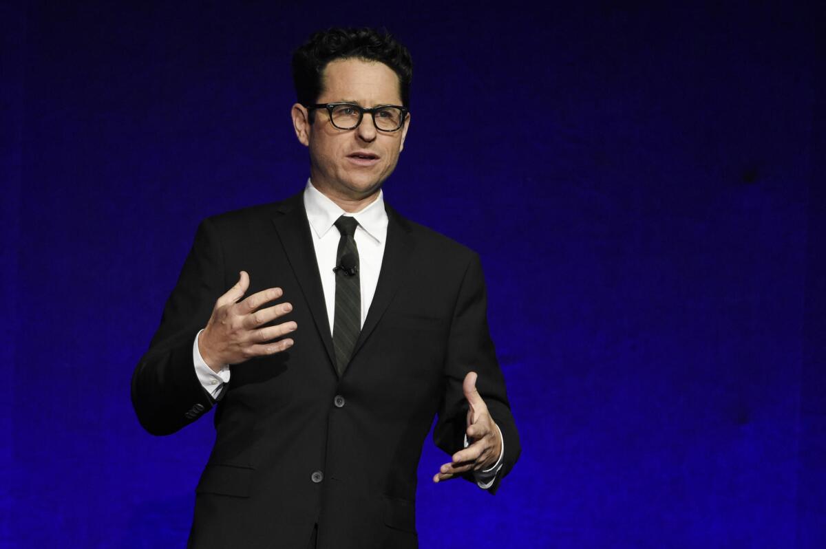 Filmmaker J.J. Abrams accepts the Showman of the Year Award during the Paramount Pictures presentation at CinemaCon 2016.