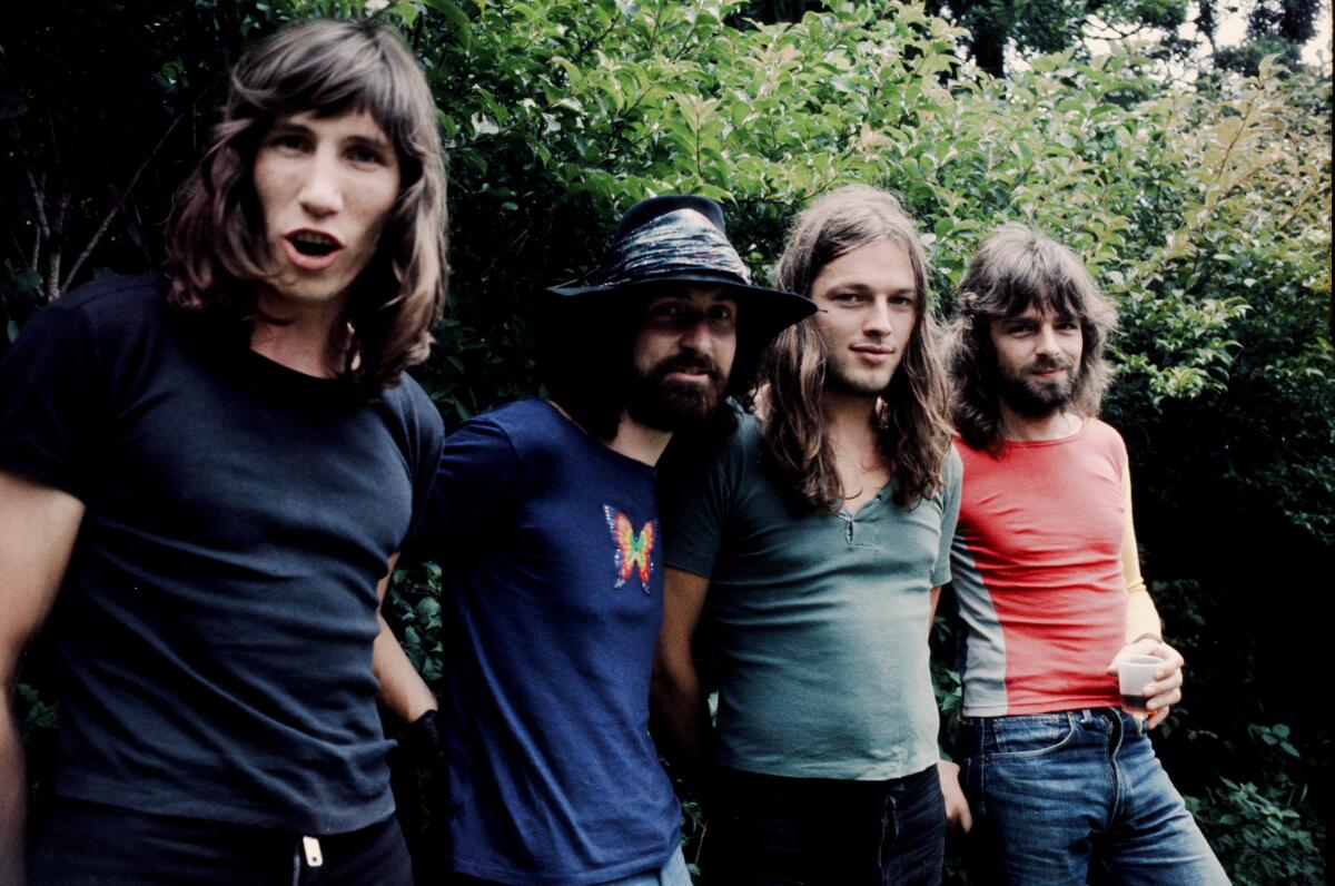 Four members of the rock band Pink Floyd in 1971.