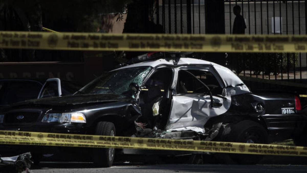 The wreck left the police car's radio unusable, forcing the other officer to use his personal cellphone to seek help.