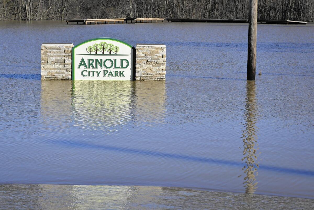 Arnold City Park is flooded by the Meramec River on Jan. 2 in Arnold, Mo.