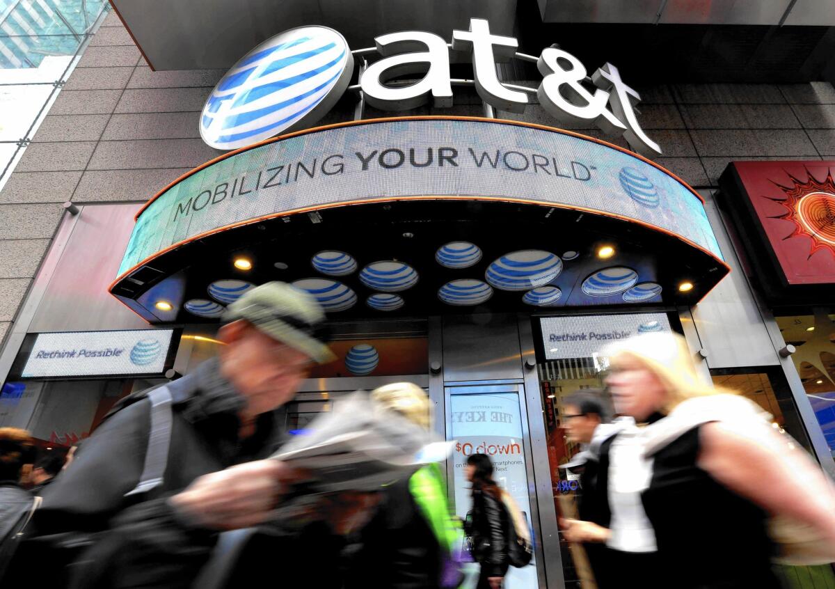 An AT&T store in New York's Times Square. AT&T has created a challenging process for opting out of marketing ptiches from the company and its partners.
