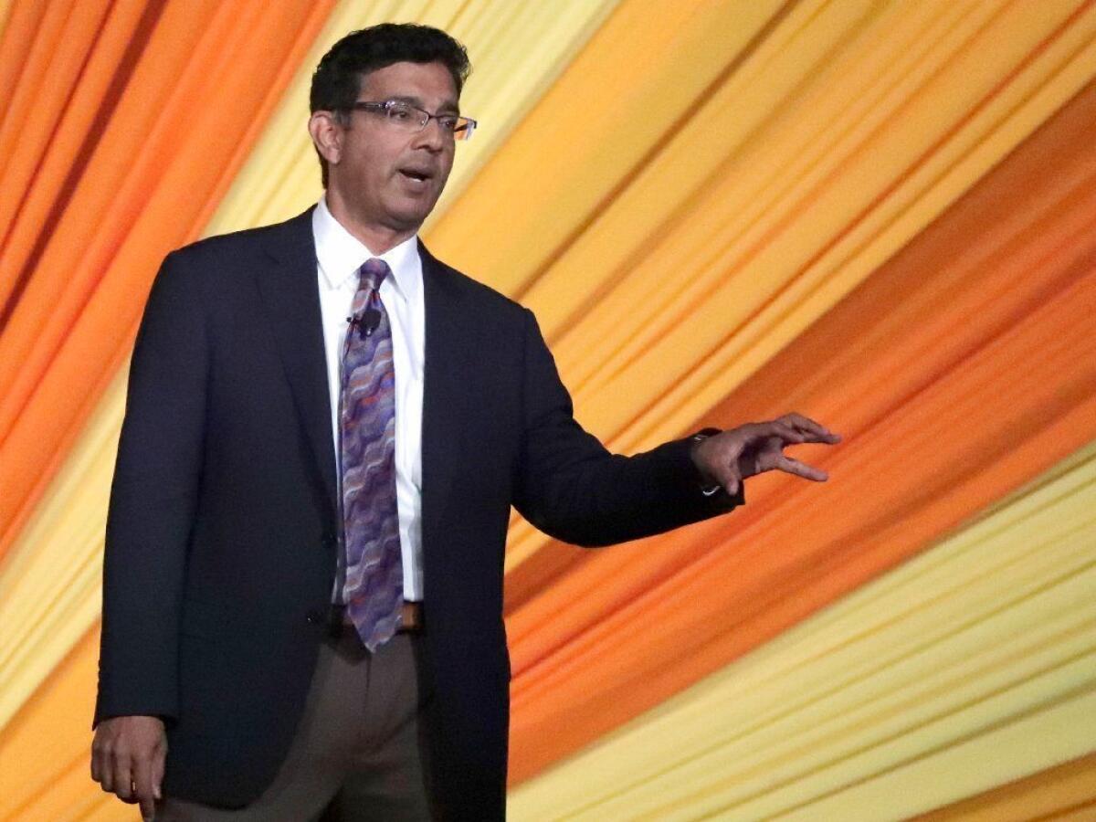 Trump supporter Dinesh D'Souza is shown in June 2018, a month after his pardon.