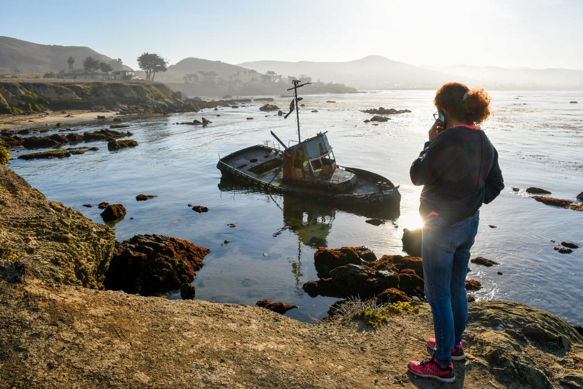 Wrecked fishing boat, Estero Bluffs State Park, north of Cayucos.