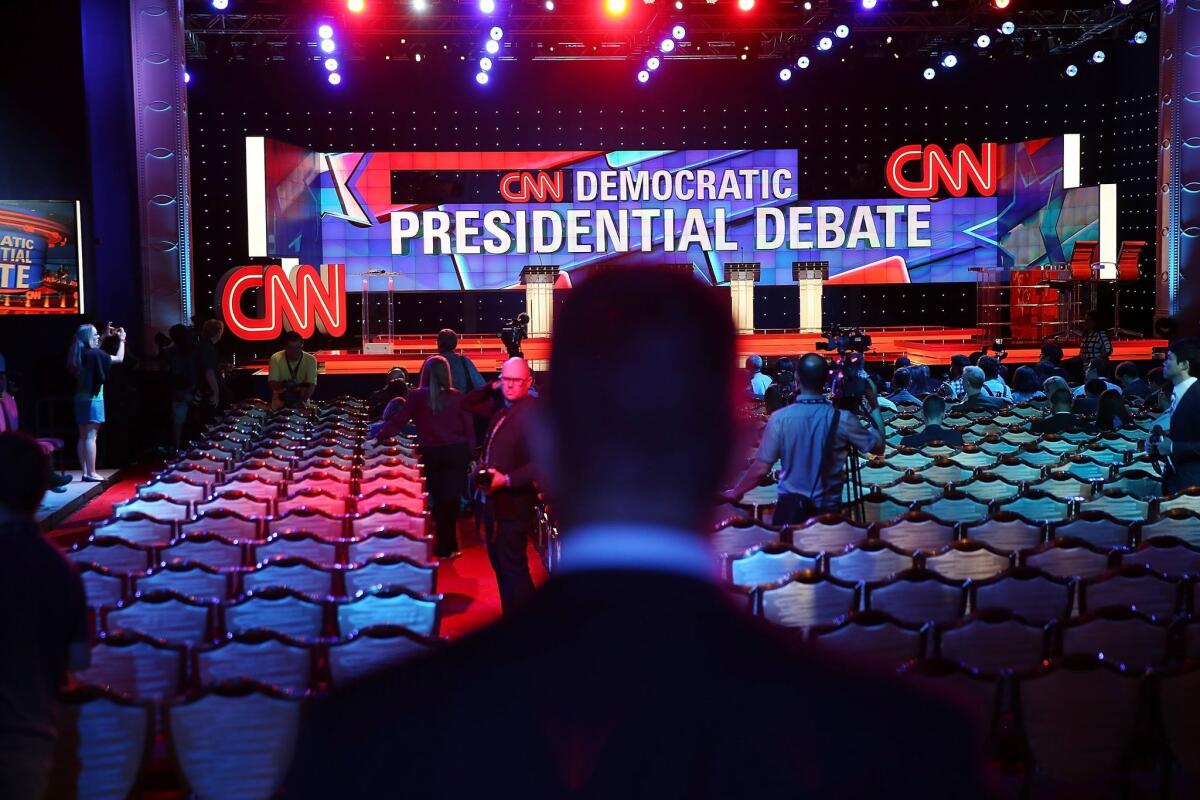 The stage is set for the first Democratic presidential debate at the Wynn Las Vegas.