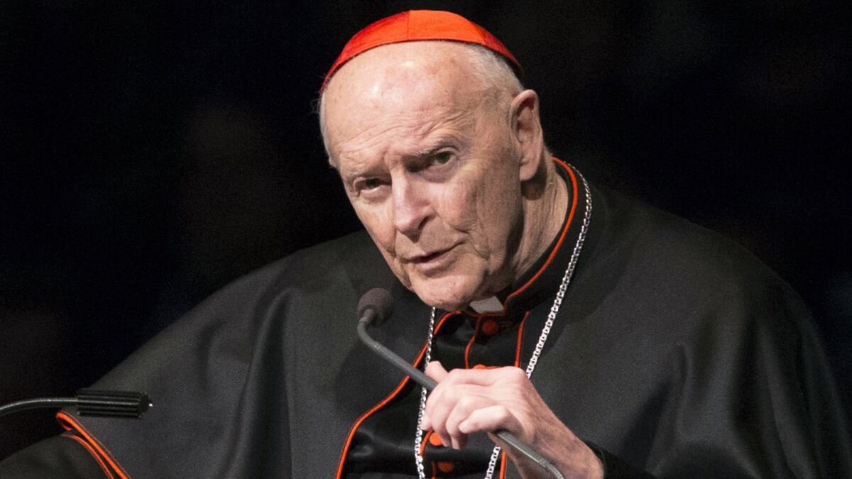 Cardinal Theodore Edgar McCarrick speaks in South Bend, Ind., in March 2015.