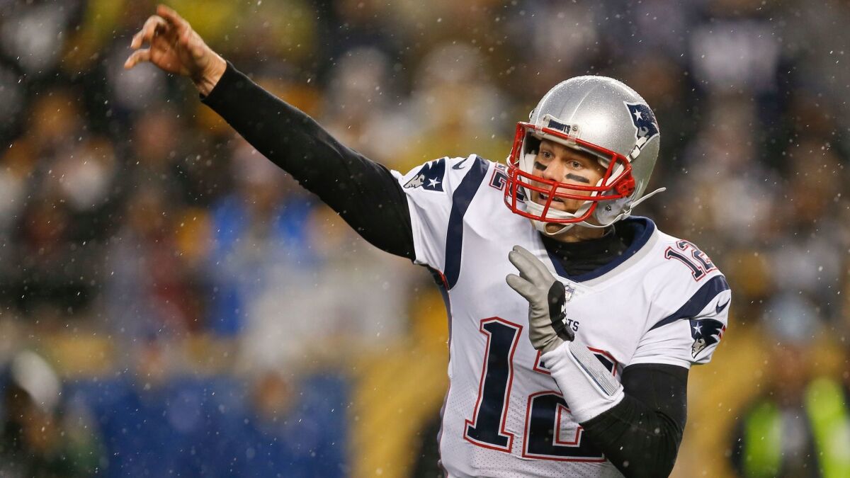 New England Patriots quarterback Tom Brady (12) plays against the Pittsburgh Steelers, in an NFL football game, Sunday, Dec. 17, 2017, in Pittsburgh. (AP Photo/Keith Srakocic)