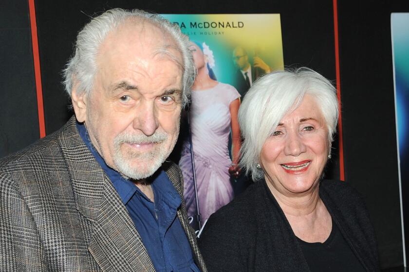 NEW YORK, NY - APRIL 13: Louis Zorich (L) and Actress Olympia Dukakis attend "Lady Day At Emerson's Bar & Grill" Opening Night at Circle in the Square on April 13, 2014 in New York City. (Photo by Brad Barket/Getty Images) ** OUTS - ELSENT, FPG, CM - OUTS * NM, PH, VA if sourced by CT, LA or MoD **