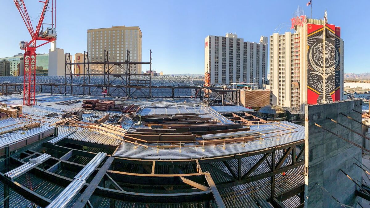 A view of the Circa Resort & Casino rooftop pool amphitheater under construction in November in downtown Las Vegas.