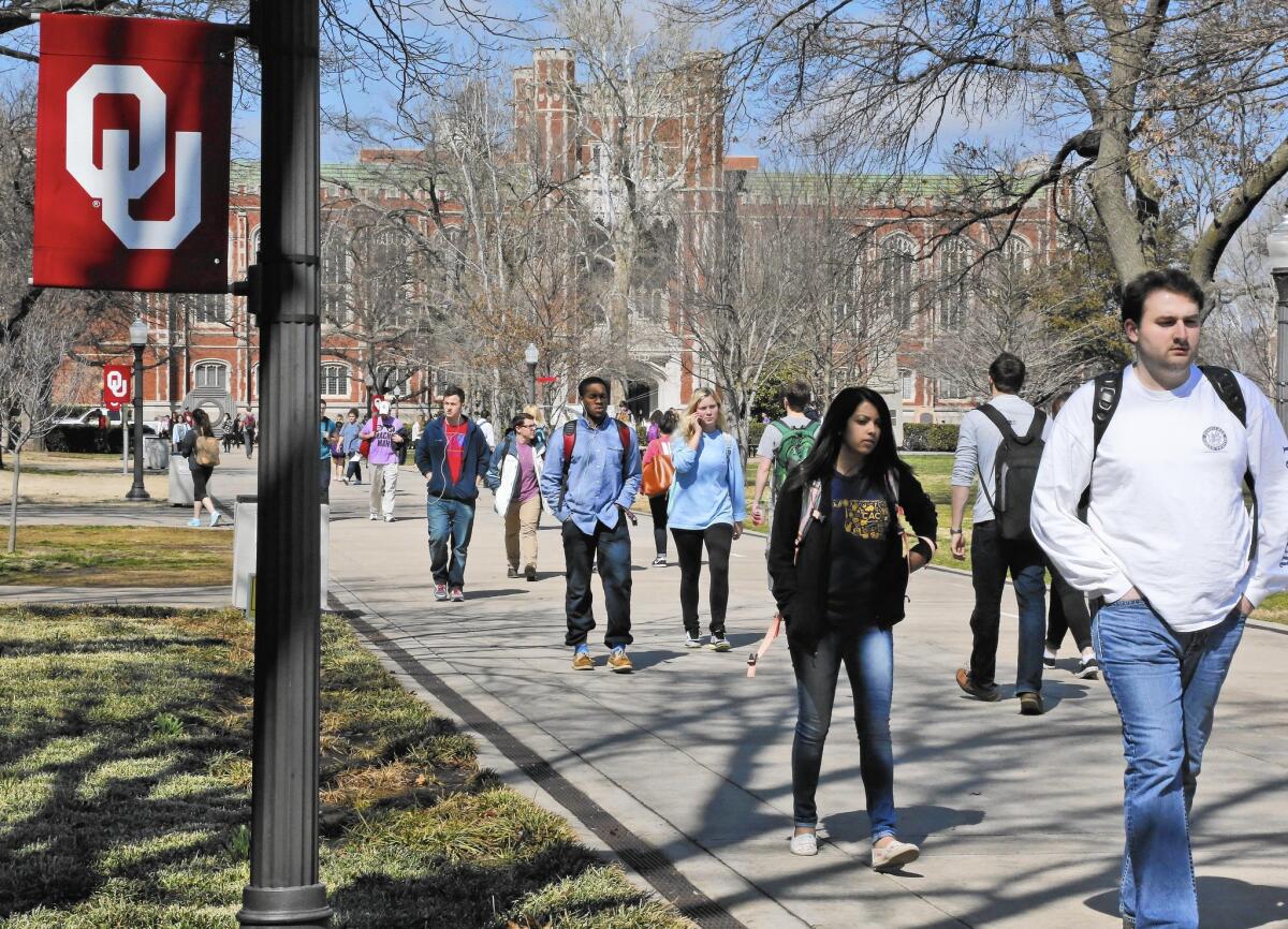 Less than 6% of students at the University of Oklahoma are African American, in a state that is 11% black.