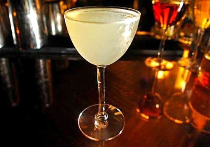 The Vieux Mot at PDT is made of Plymouth gin, St-Germain, lemon juice and a little simple syrup.