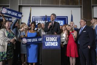 Westchester County Executive George Latimer speaks at his election night party, Tuesday, June 25, 2024 in White Plains, N.Y. (AP Photo/Jeenah Moon)