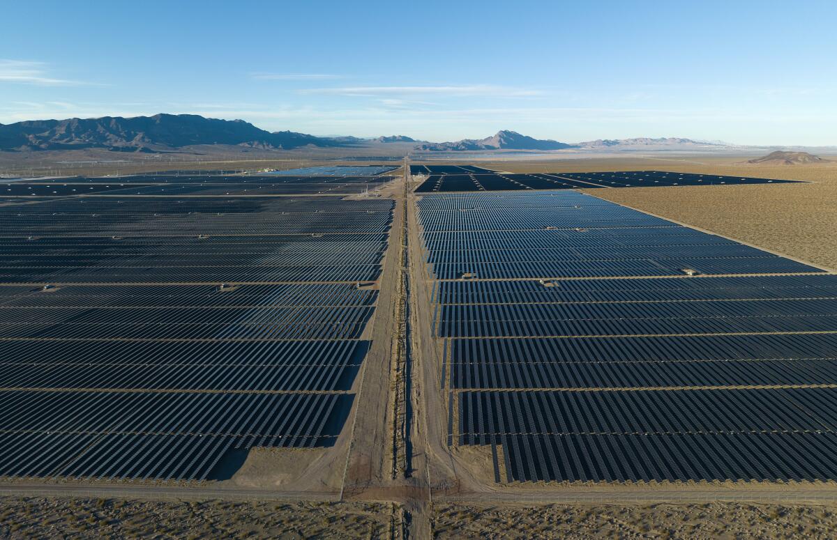 A solar farm in southern Nevada's Eldorado Valley, near Las Vegas.