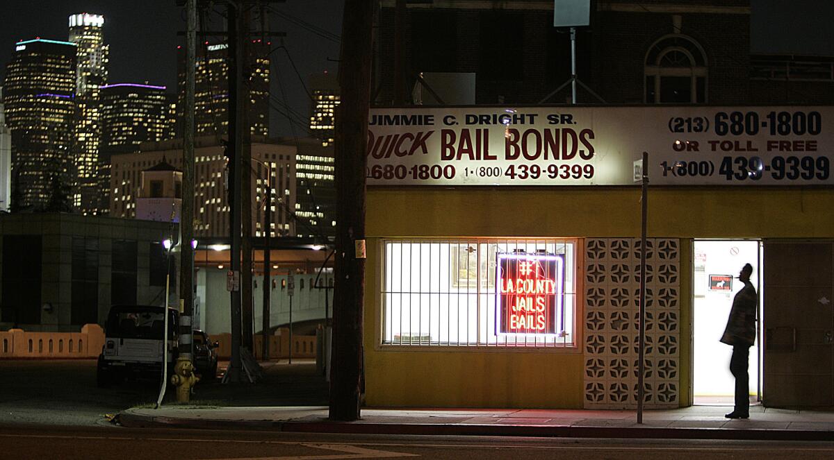 A bail bonds company across from Men's Central Jail in Los Angeles on Feb. 7, 2005.