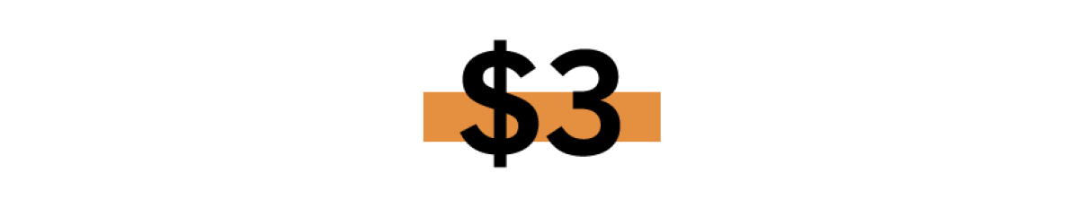 Tres dólares