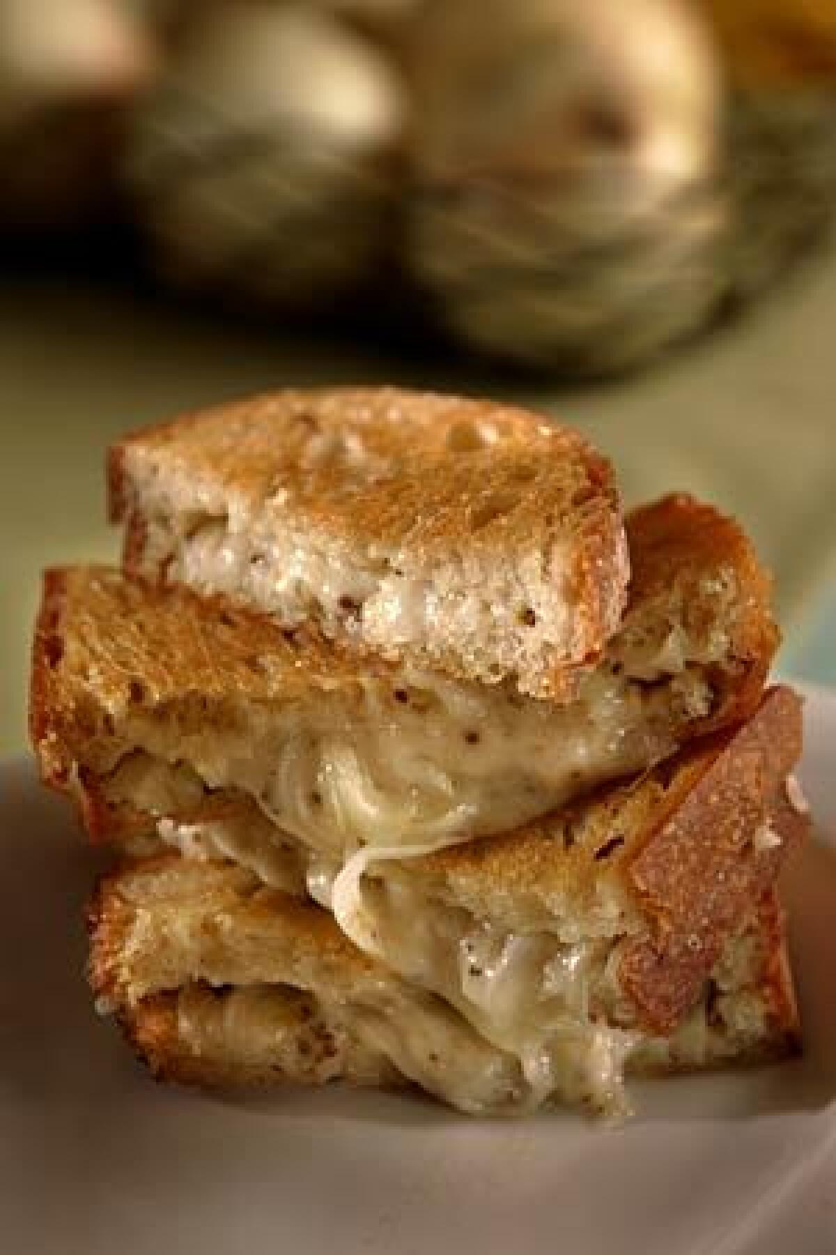 Gruyère sandwich with marinated onions.