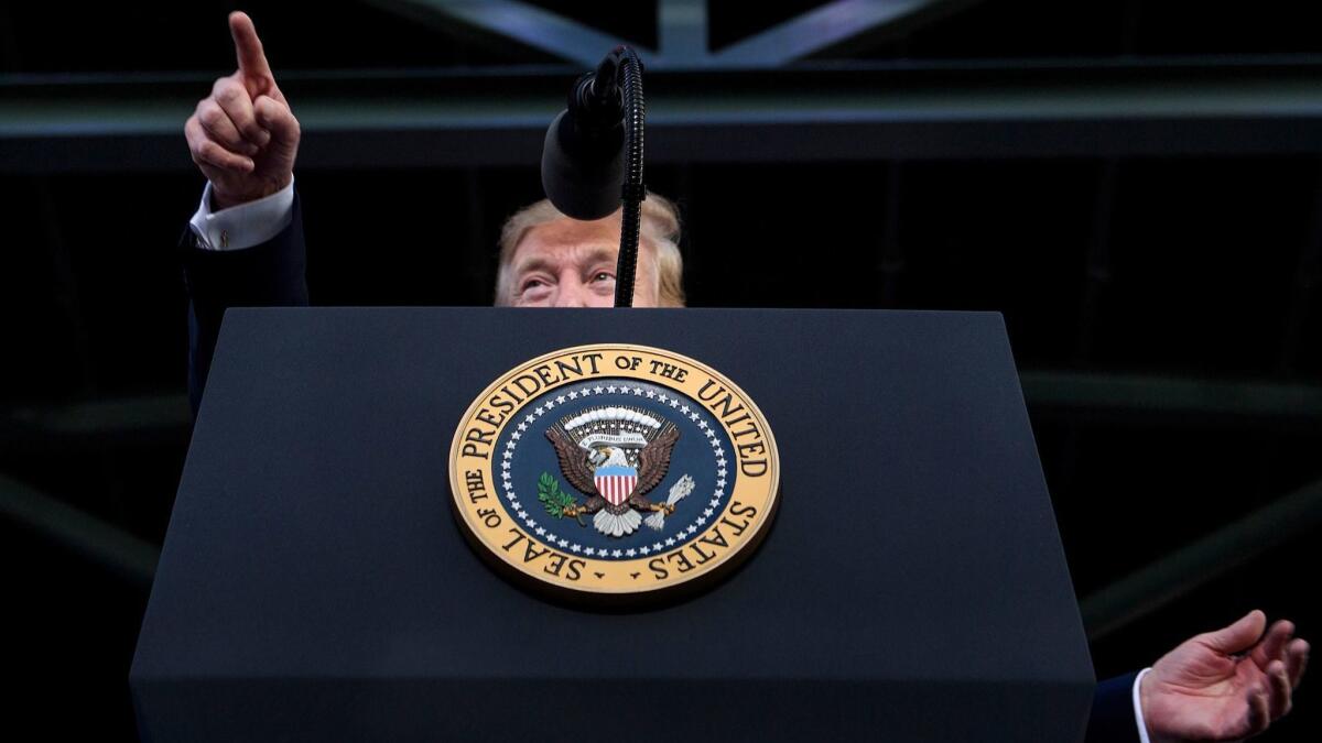 President Trump speaks during a rally in Panama City Beach, Fla. on May 8, 2019.