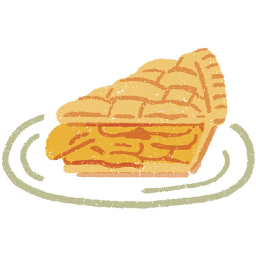An illustration of a slice of pie on a plate