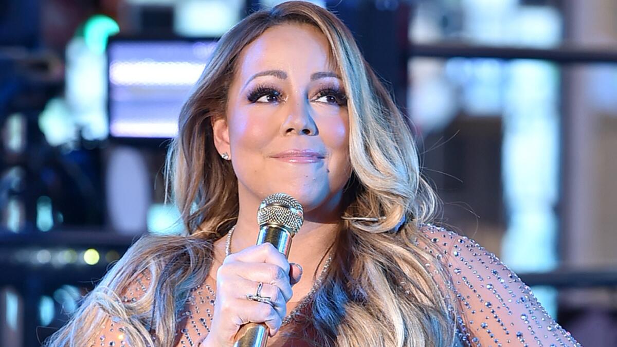 Mariah Carey performing — sort of — in Times Square on Dec. 31, 2016, in New York City.