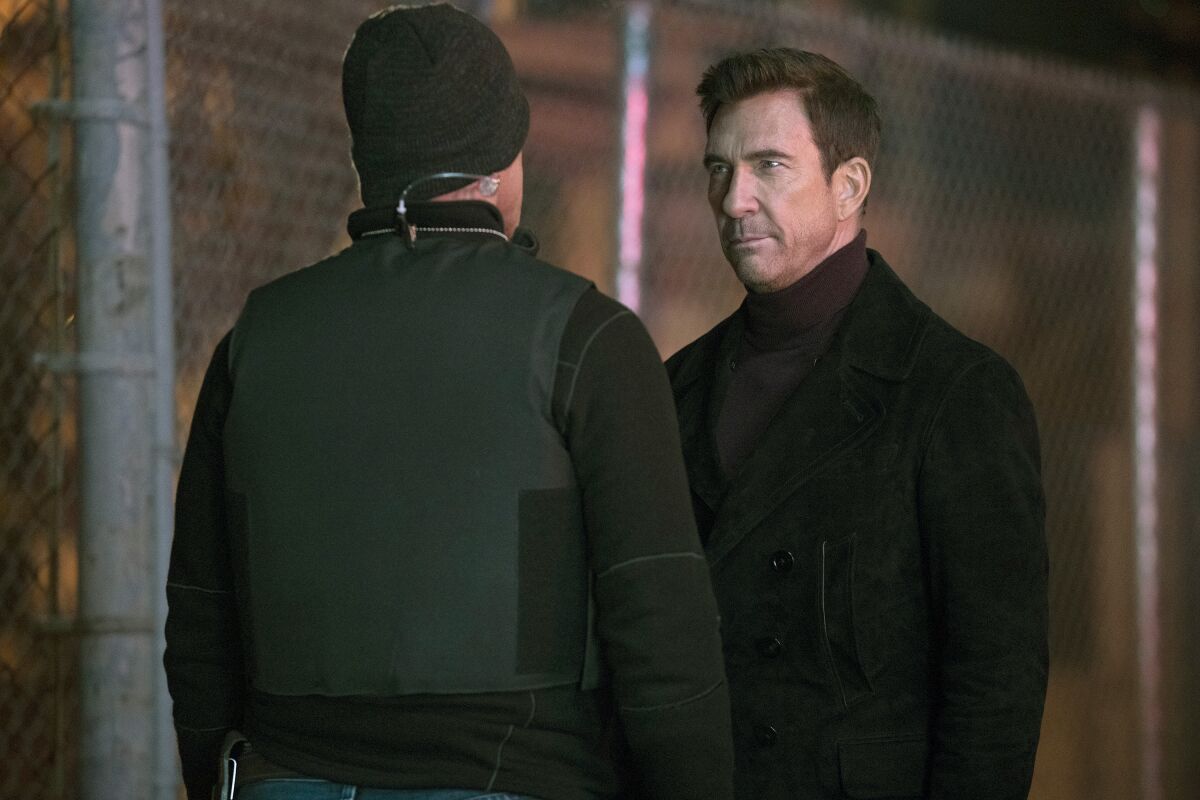 This image released by NBC shows Dylan McDermott as Richard Wheatley, in a scene from "Law & Order: Organized Crime. (Virginia Sherwood/NBC via AP)
