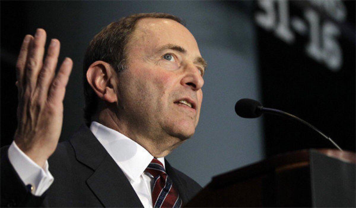 NHL Commissioner Gary Bettman speaks at a news conference last month.