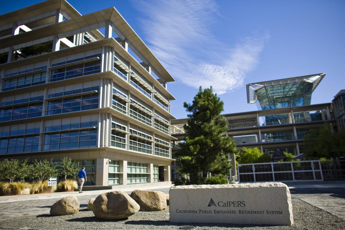 Shown are the Sacramento headquarters of the California Public Employees' Retirement System, the nation's largest public pension fund.
