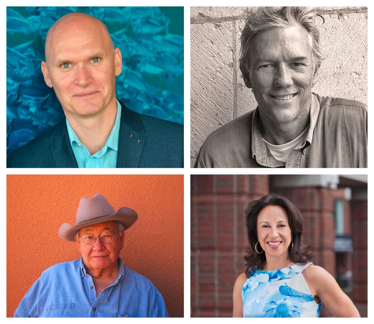 Clockwise from top left: Anthony Doerr, William Finnegan, Maria Hinojosa and N. Scott Momaday