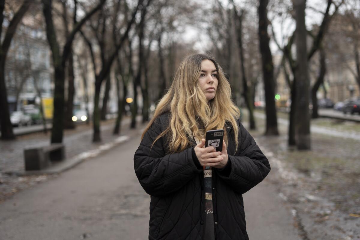 Ukrainian woman in a park in Kyiv