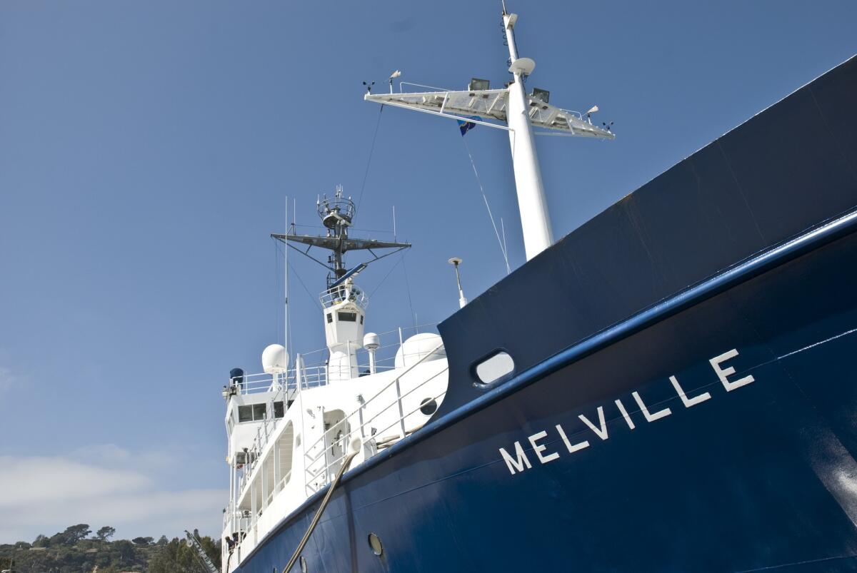The Melville, docked in San Diego, will open to the public for a half-day tour on Feb. 21. The research ship used by the Scripps Institution of Oceanography will be retired this year.
