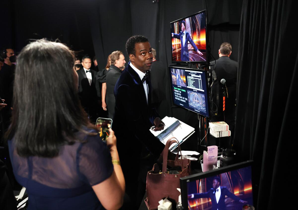 Chris Rock backstage at the 2022 Oscars