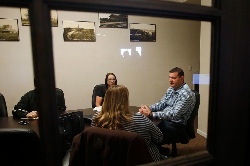 Rep. David Valadao (R-Hanford) hosts a hometown "huddle" at his congressional office in the Central Valley on Monday.