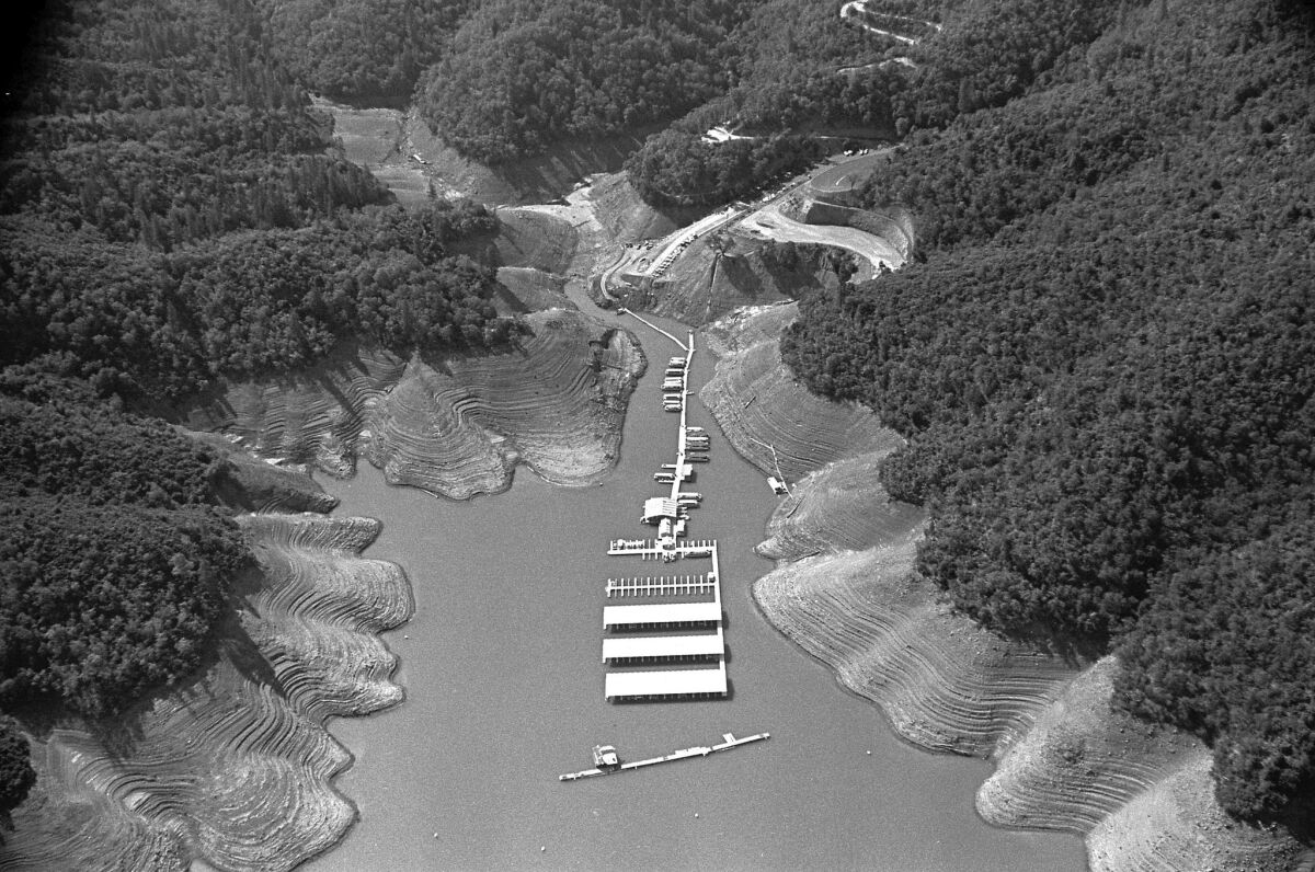During the 1976-77 drought, the water level at Lake Shasta dropped precipitously. A federal report produced in 1978 placed this drought's economic losses at more than $1 billion.