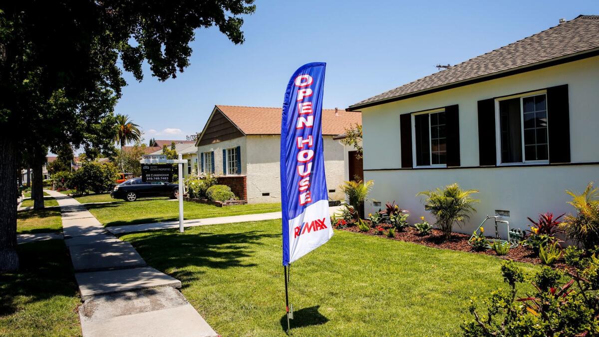 An open house is advertised in the Westchester neighborhood of Los Angeles.